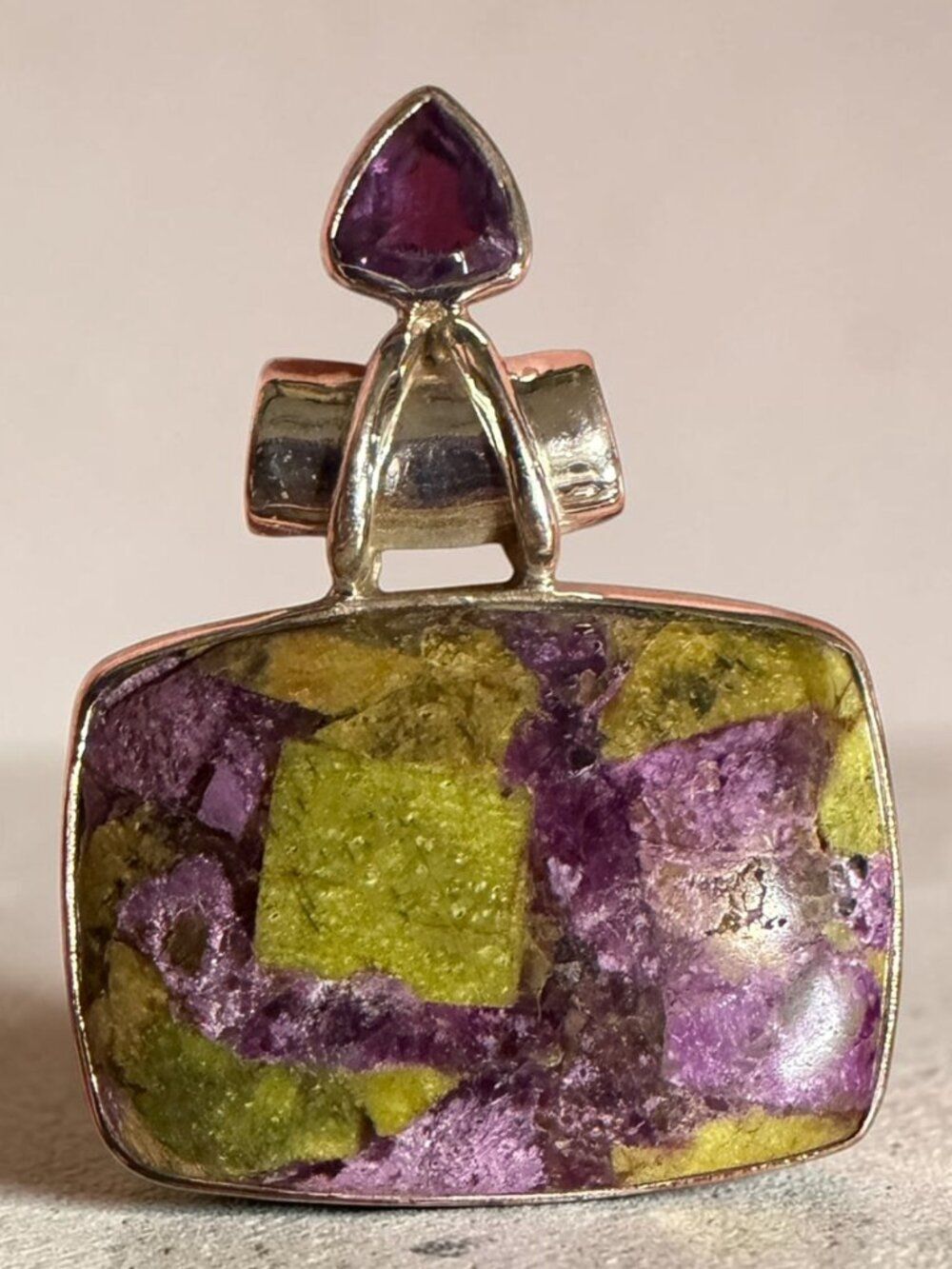 925 Sterling Silver Atlantis & Amethyst Pendant-Natural Gemstone